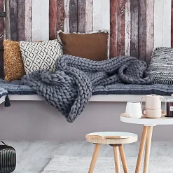 Plaid grosse maille VILMA coloris gris - 4MURS