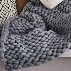 Plaid grosse maille VILMA coloris gris - 4MURS