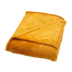 Plaid polaire TILLIE coloris jaune curry - 4MURS