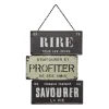 Plaque métal PROFITER DE LA VIE gris, blanc et noir - 4MURS