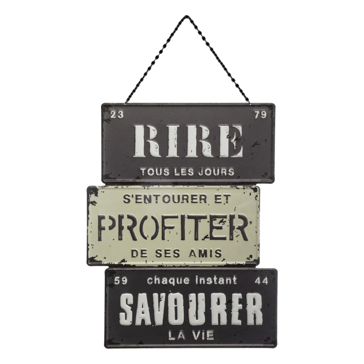 Plaque métal PROFITER DE LA VIE gris, blanc et noir - 4MURS