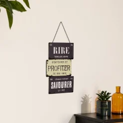 Plaque métal PROFITER DE LA VIE gris, blanc et noir - 4MURS