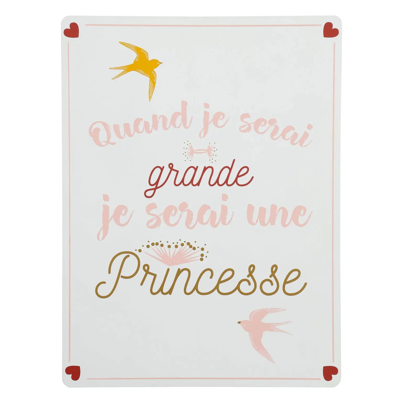 Plaque murale en bois PRINCESSE coloris blanc - 4MURS