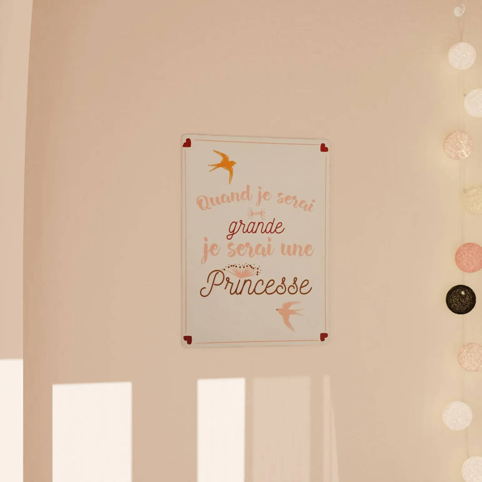 Plaque murale en bois PRINCESSE coloris blanc - 4MURS