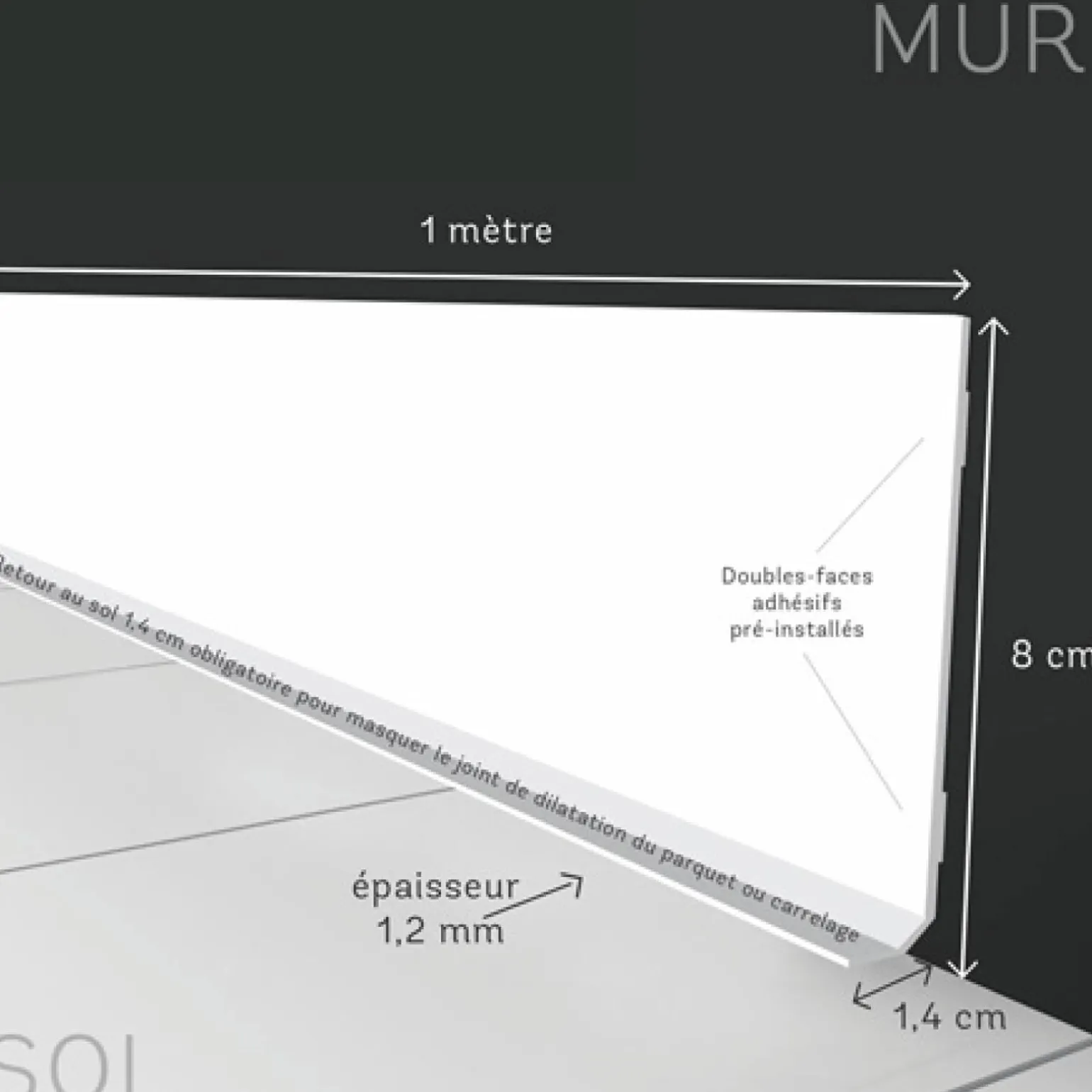 Plinthe déco CARREAUX DE CIMENT coloris gris - 4MURS