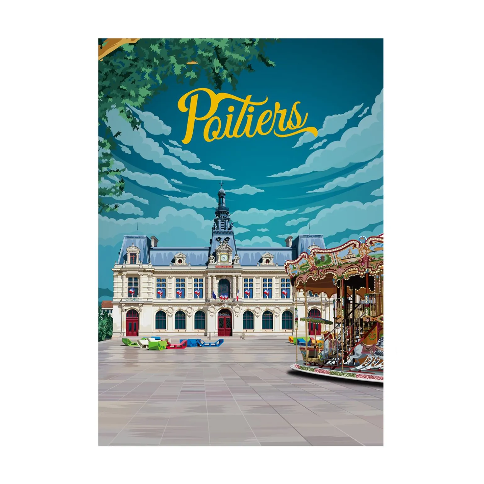 PRINTYMANIA Affiche POITIERS 30 x 40 cm - 4MURS