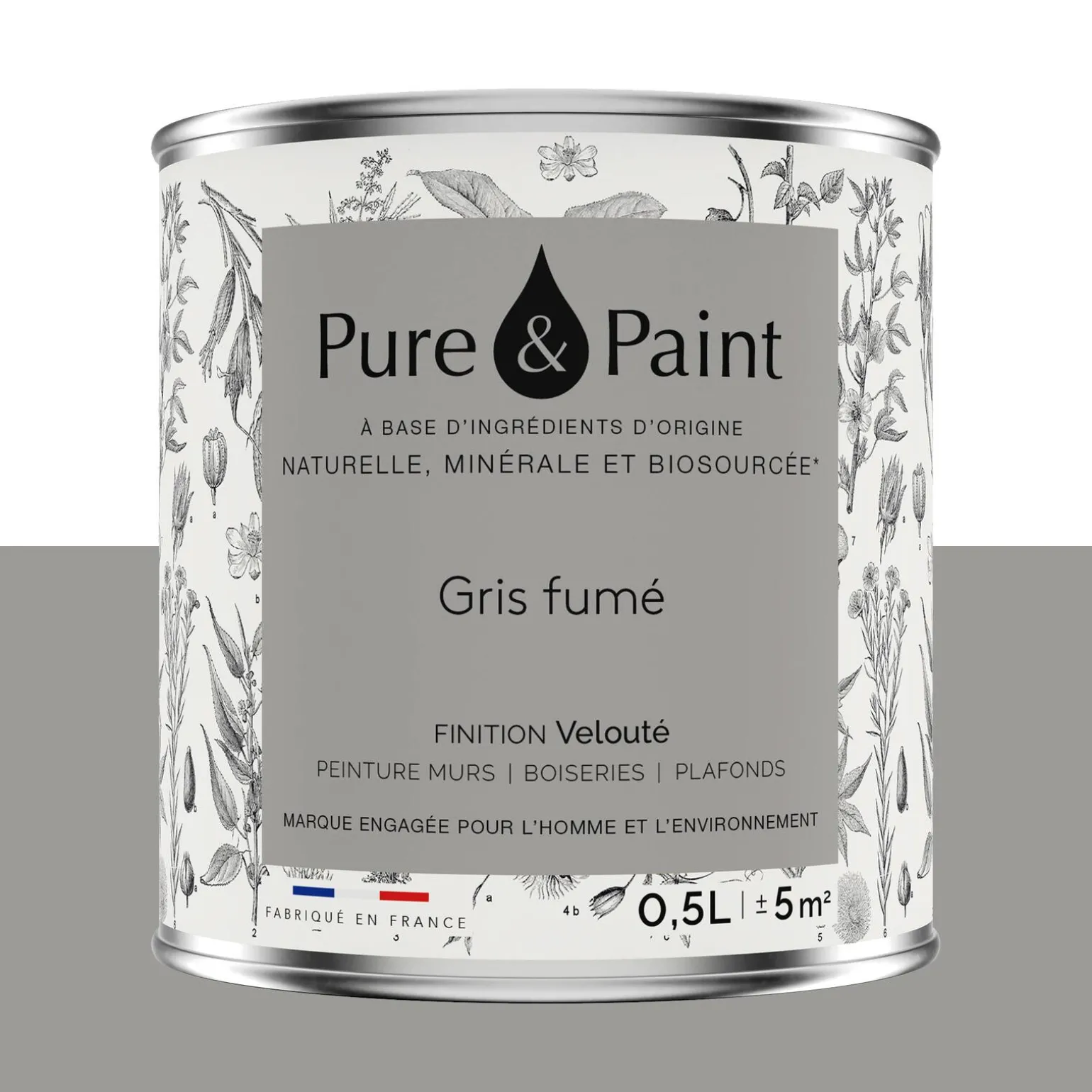 Pure and Paint Peinture Peinture gris fumé 0,5 L - 4MURS