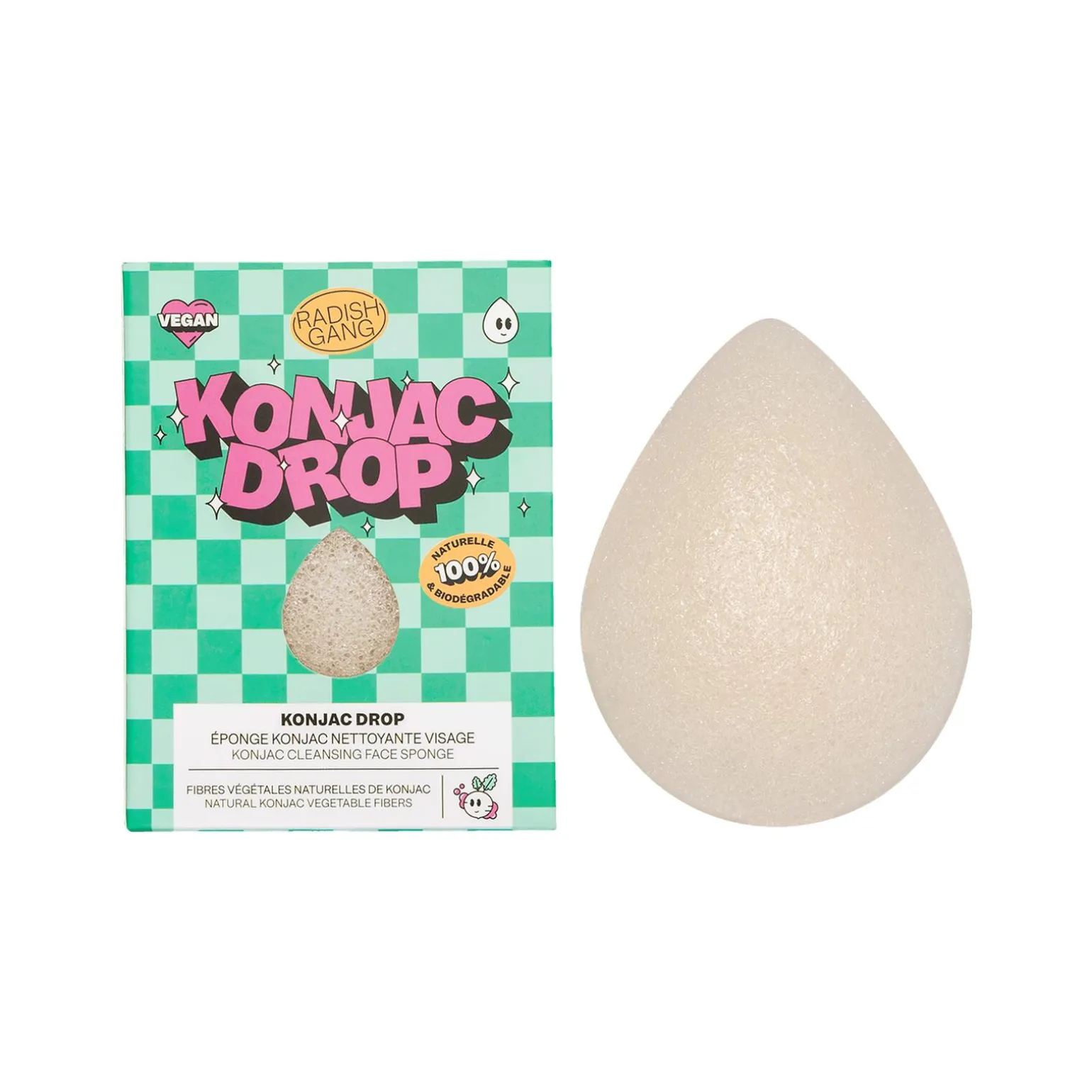 RADISH GANG Eponge KONJAC DROP PURE coloris vert - 4MURS