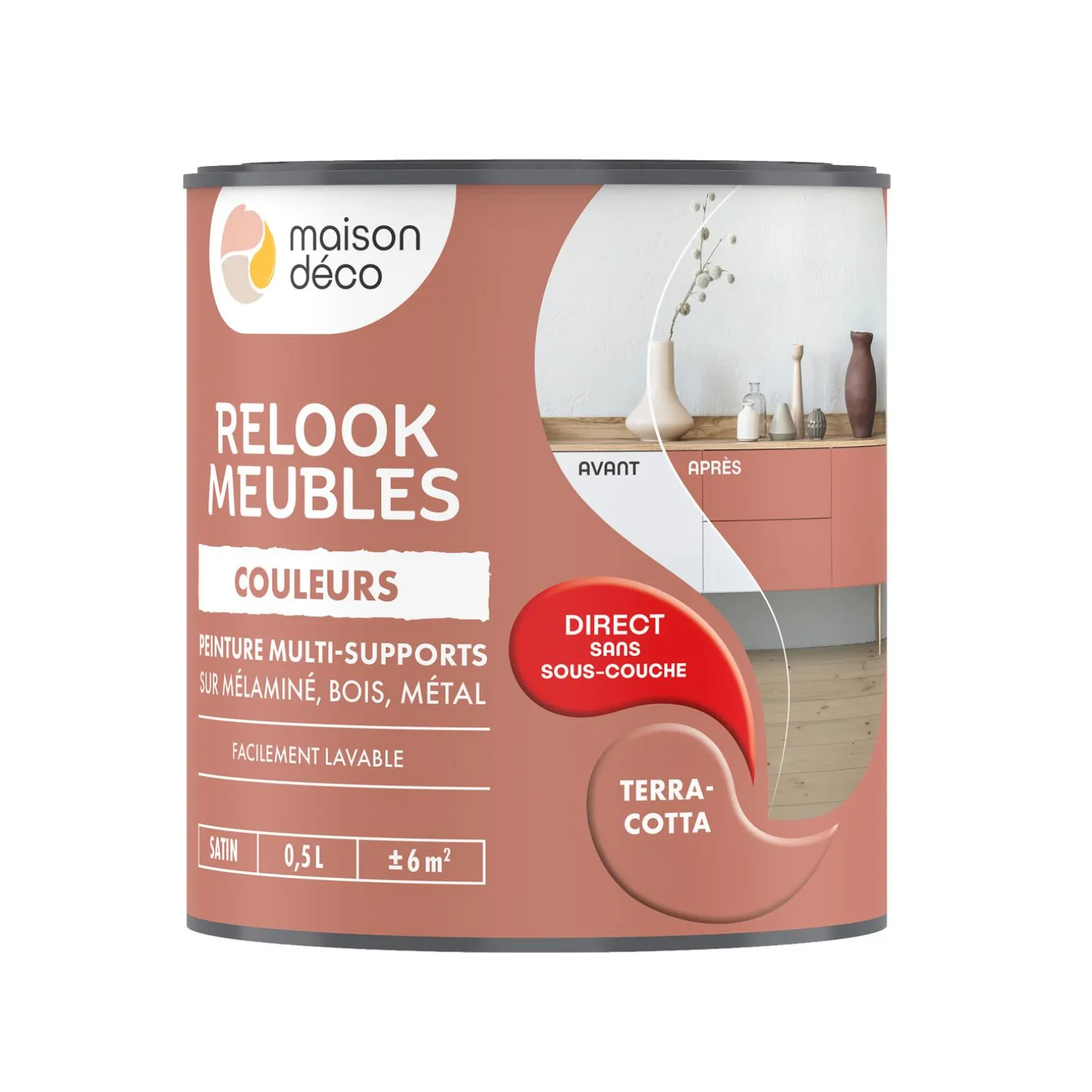 Relook meubles couleurs Peinture RELOOK MEUBLES Peinture terracotta Satiné 0,5 L