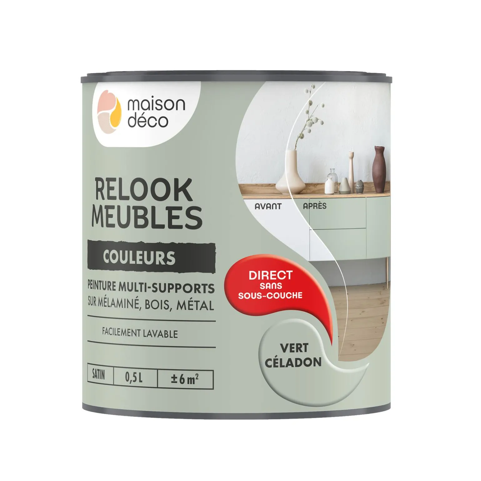 Relook meubles couleurs Peinture RELOOK MEUBLES Peinture vert céladon Satiné 0,5 L