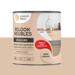 Relook meubles couleurs Peinture RELOOK MEUBLES Peinture beige raphia Satiné 0,5 L