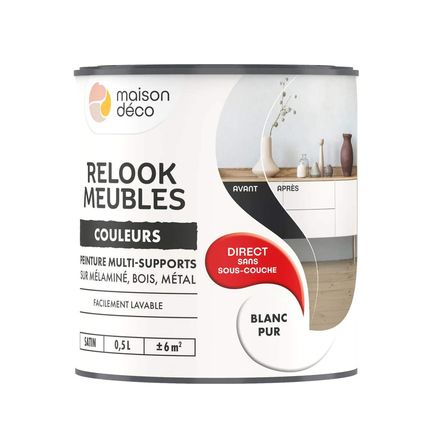 Relook meubles couleurs Peinture RELOOK MEUBLES Peinture blanc Satiné 0,5 L