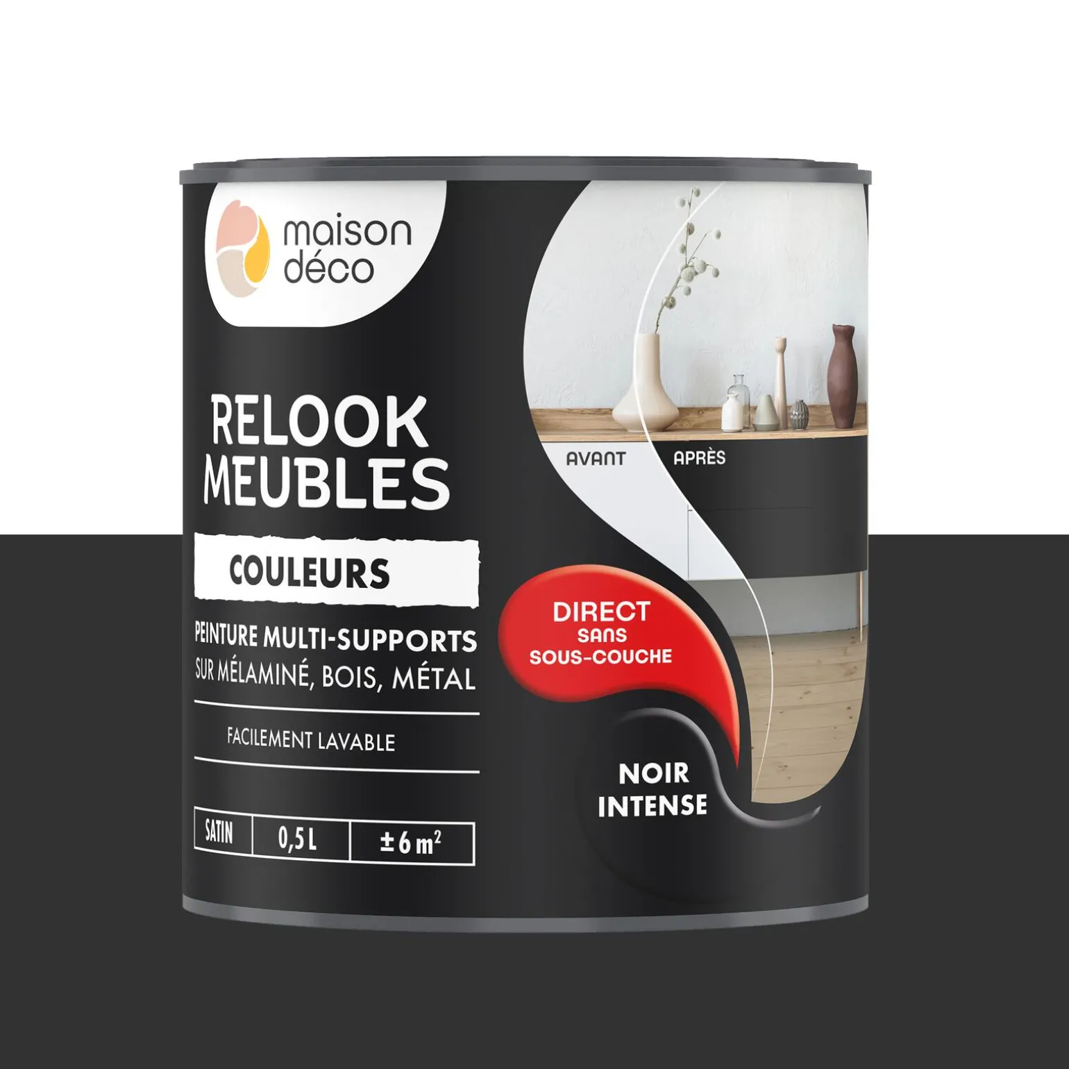 Relook meubles couleurs Peinture RELOOK MEUBLES Peinture noir intense Satiné 0,5 L