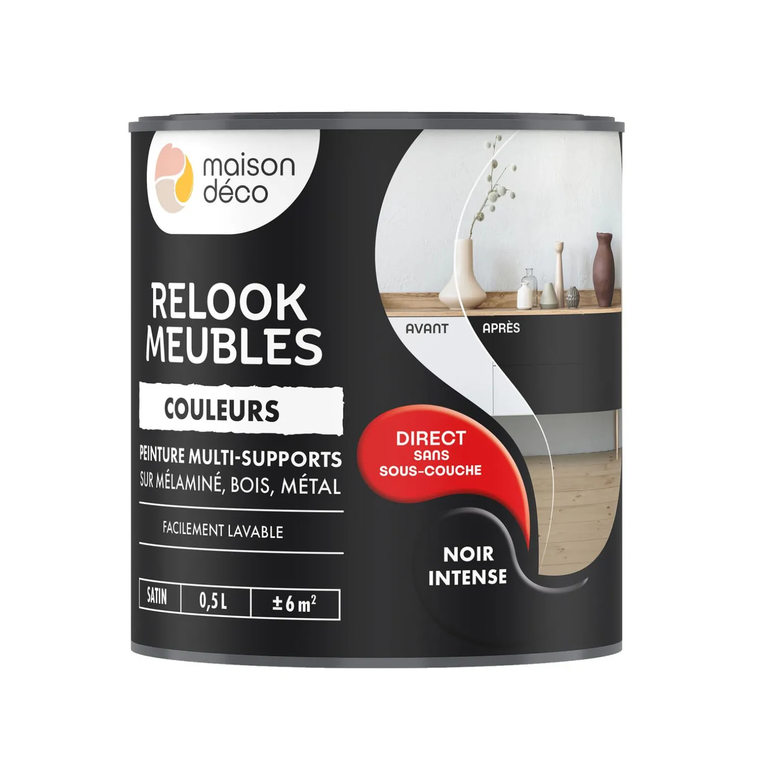 Relook meubles couleurs Peinture RELOOK MEUBLES Peinture noir intense Satiné 0,5 L