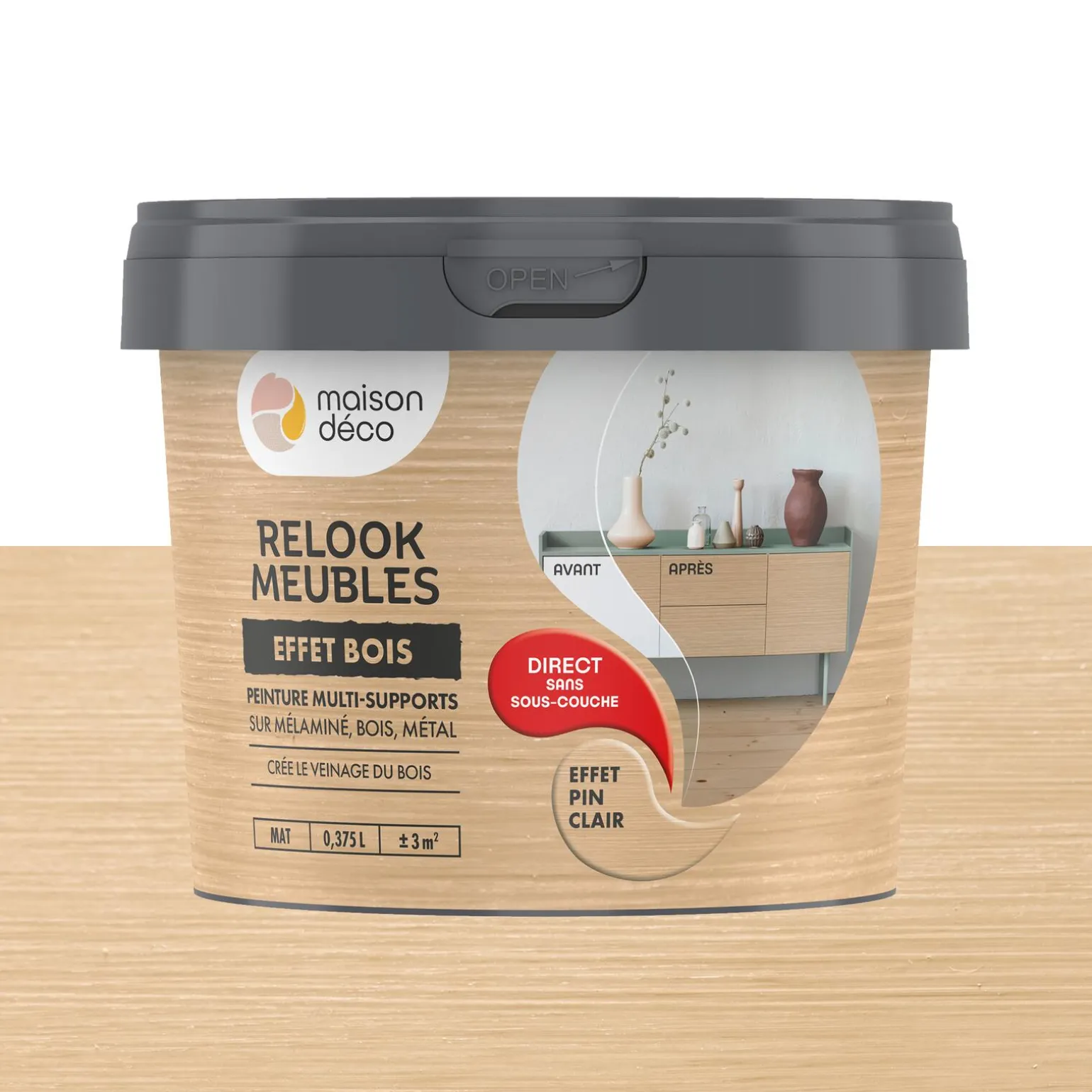 Relook meubles effet bois Peinture Peinture pin clair 0,38 L - 4MURS