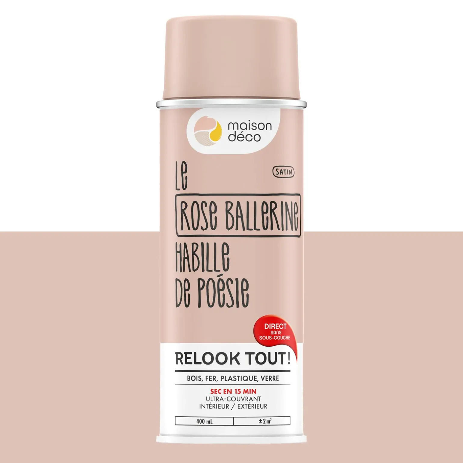 Relook tout aérosol Peinture Bombe de peinture rose ballerine Satiné 0,4 L