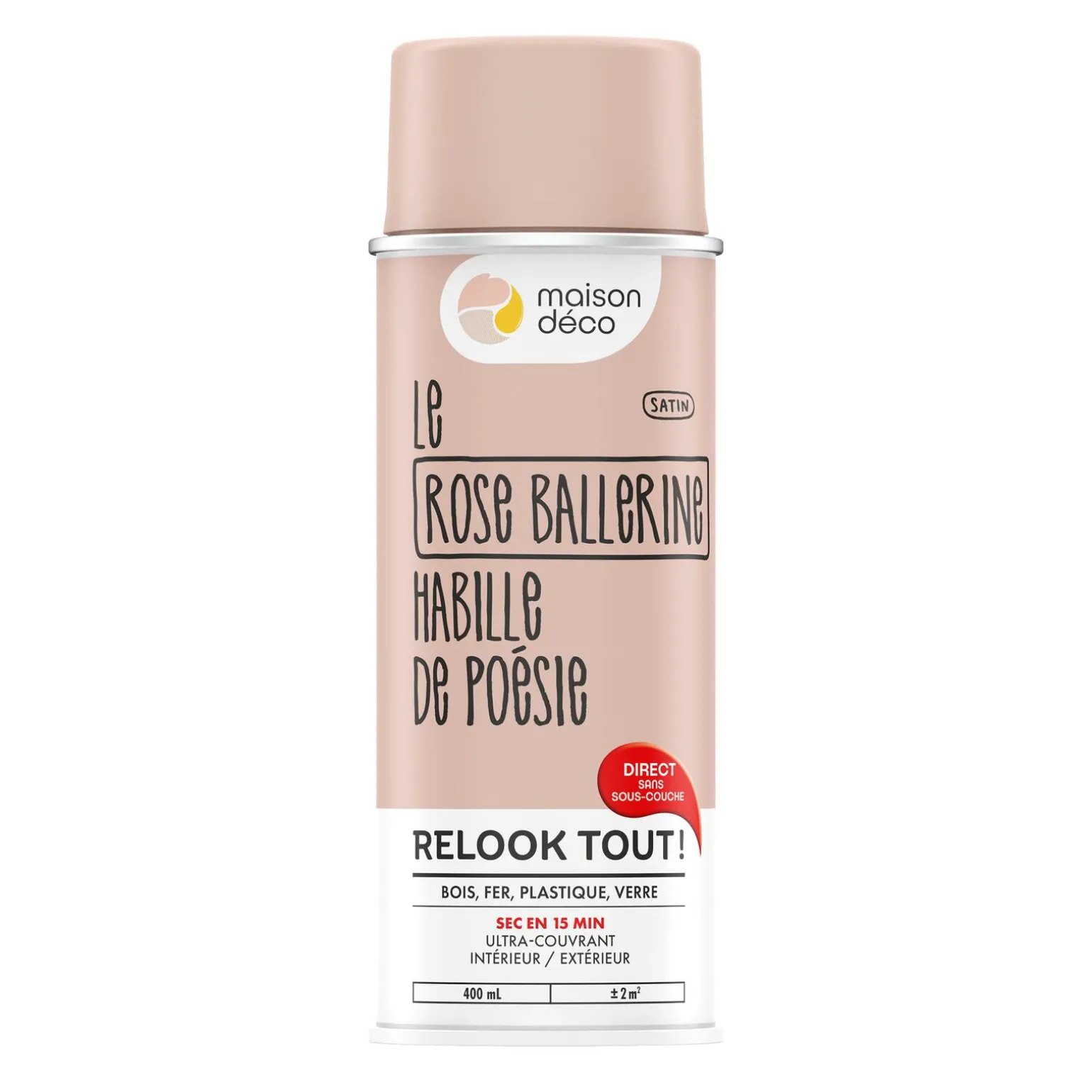 Relook tout aérosol Peinture Bombe de peinture rose ballerine Satiné 0,4 L