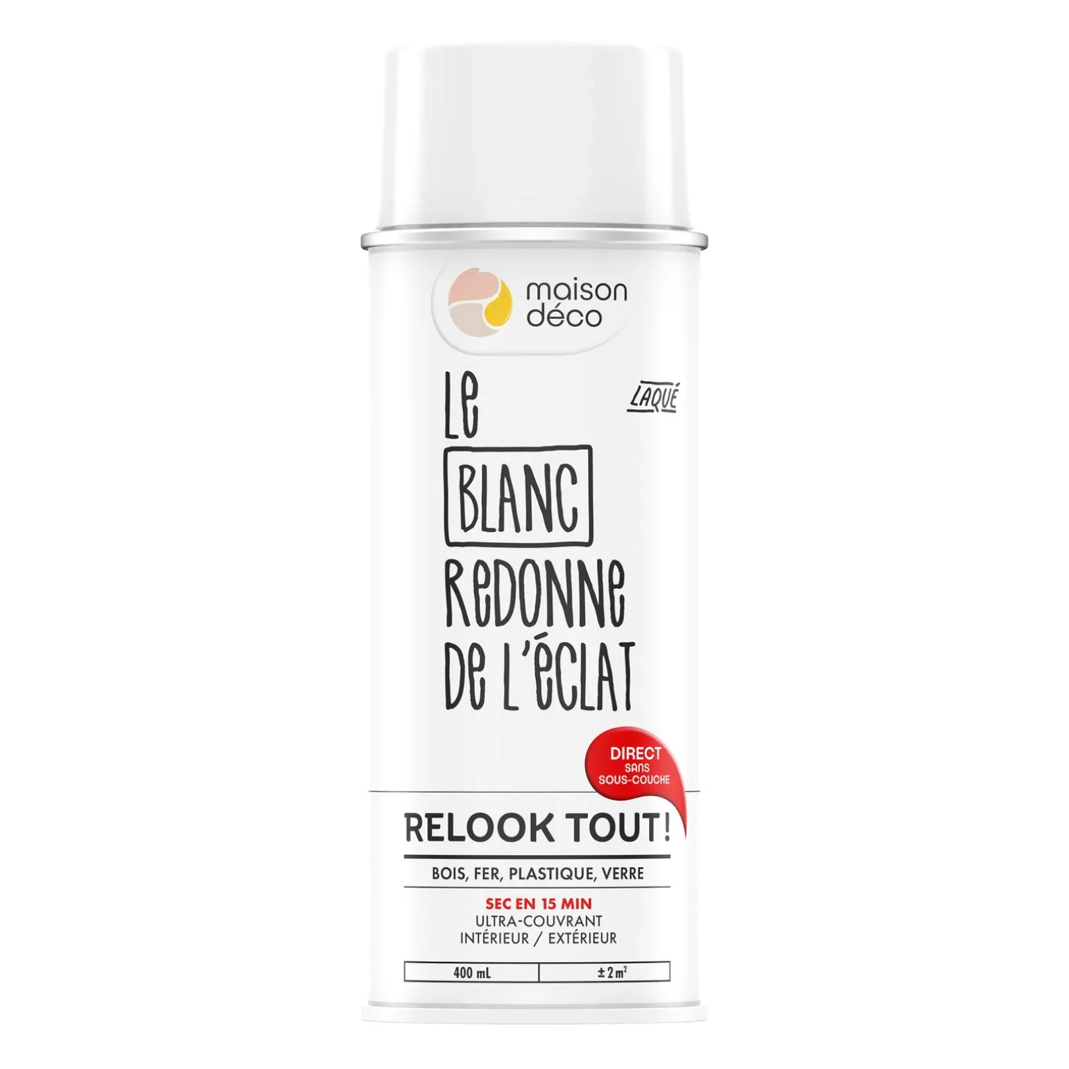 Relook tout aérosol Peinture Bombe de peinture blanc Brillant 0,4 L