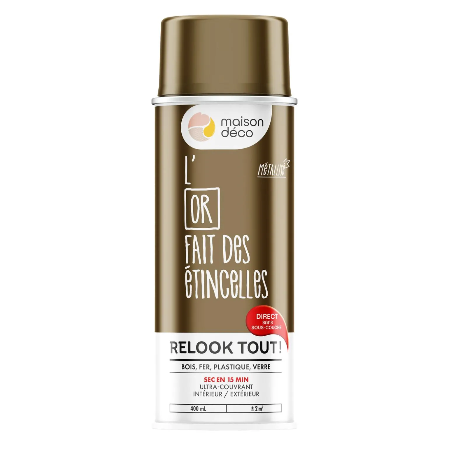 Relook tout aérosol Peinture Bombe de peinture or Brillant 0,4 L
