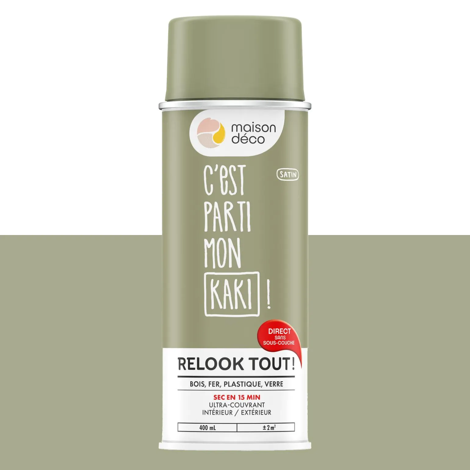Relook tout aérosol Peinture Bombe de peinture kaki Satiné 0,4 L