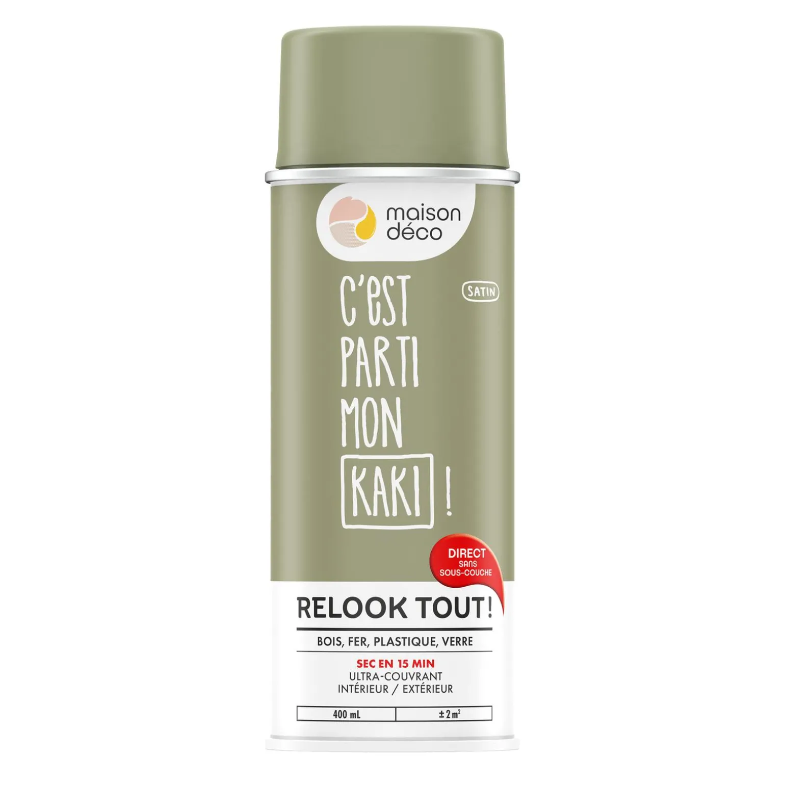 Relook tout aérosol Peinture Bombe de peinture kaki Satiné 0,4 L