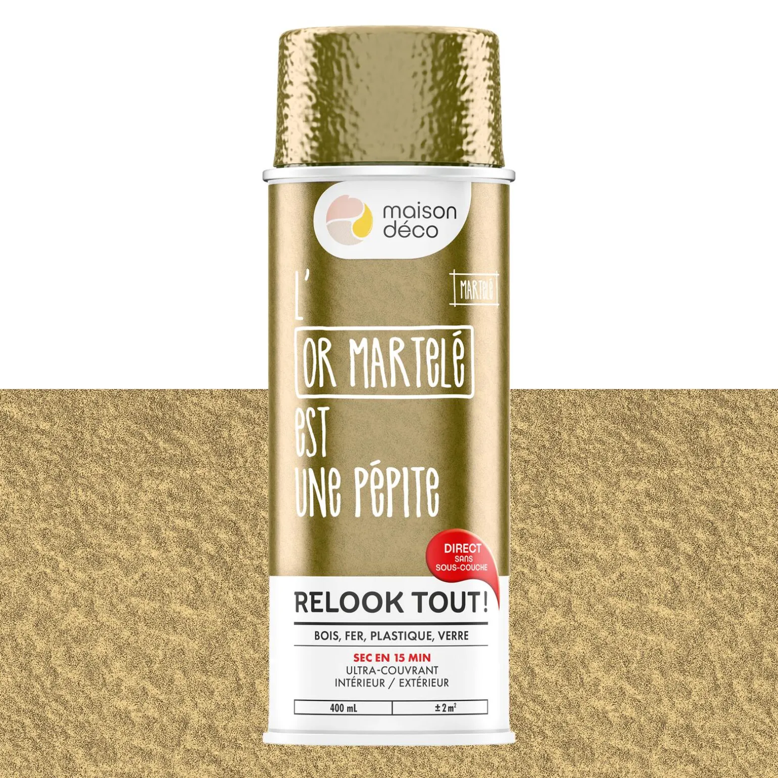 Relook tout aérosol Peinture Bombe de peinture or martelé Brillant 0,4 L