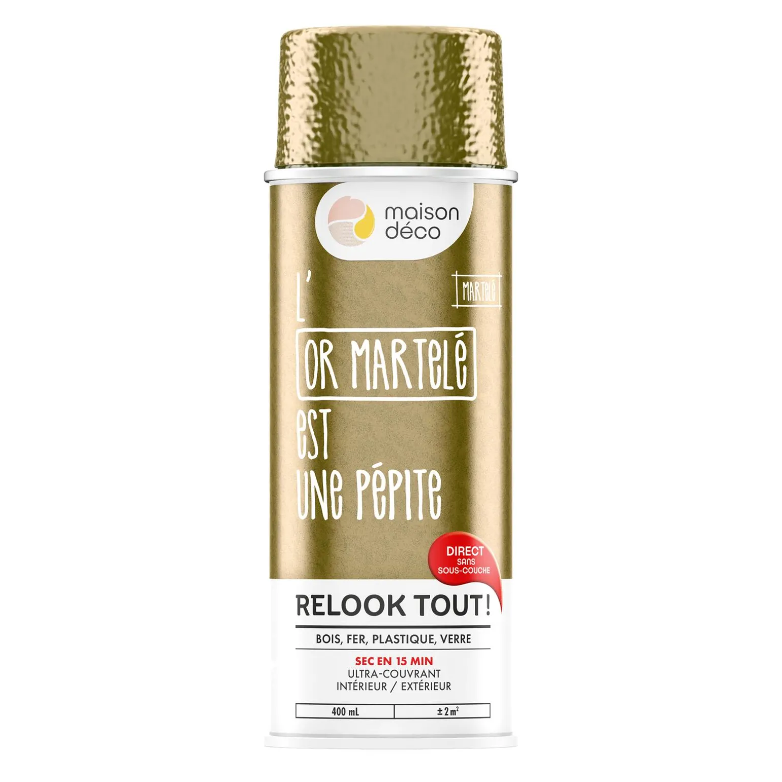 Relook tout aérosol Peinture Bombe de peinture or martelé Brillant 0,4 L