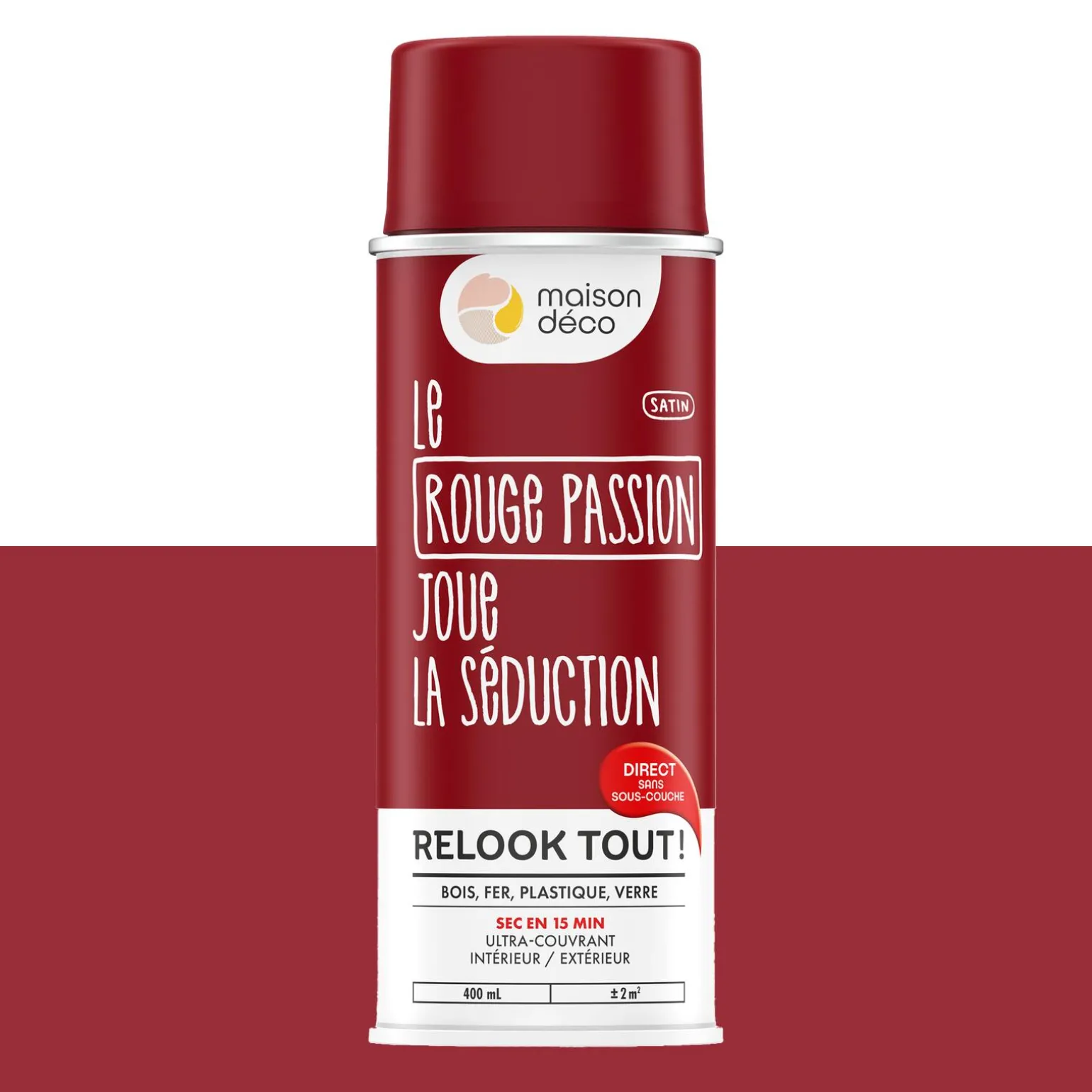 Relook tout aérosol Peinture Bombe de peinture rouge passion Satiné 0,4 L