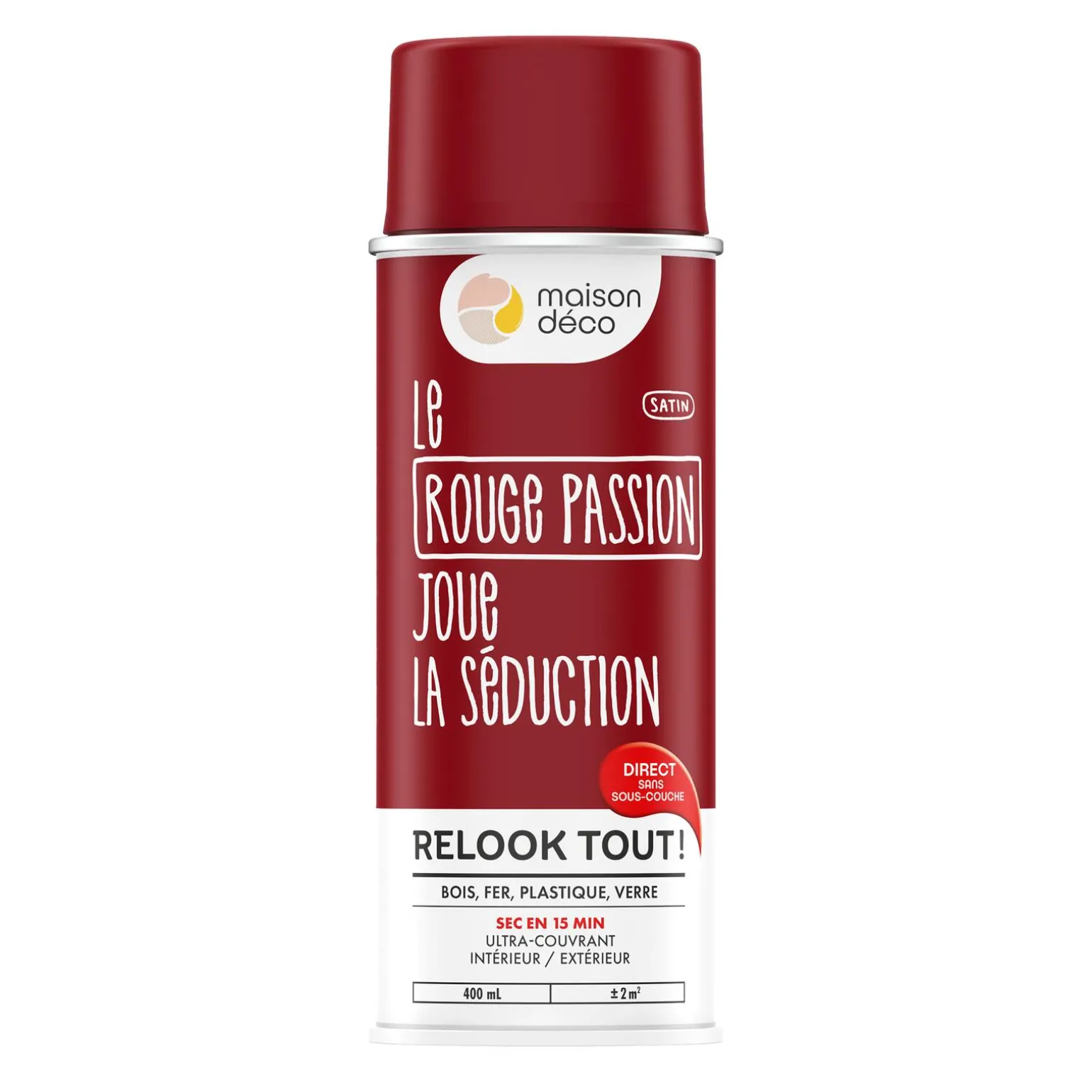 Relook tout aérosol Peinture Bombe de peinture rouge passion Satiné 0,4 L