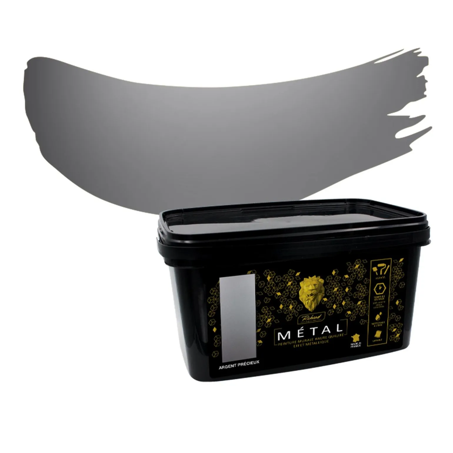 Richard Peinture METAL Peinture argent précieux Satiné 2 L - 4MURS