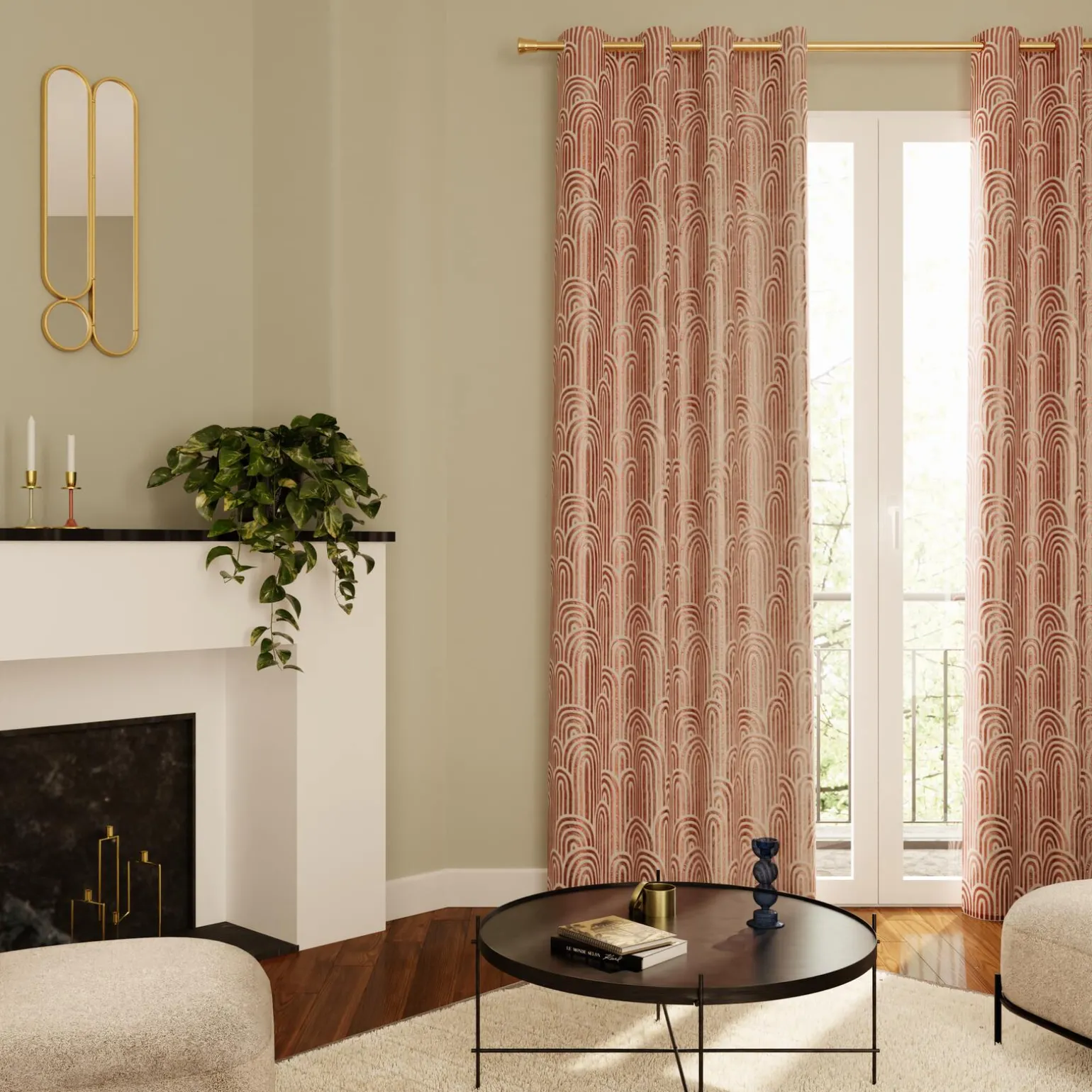 Rideau AGATE coloris rose pâle 135 x 240 cm - 4MURS