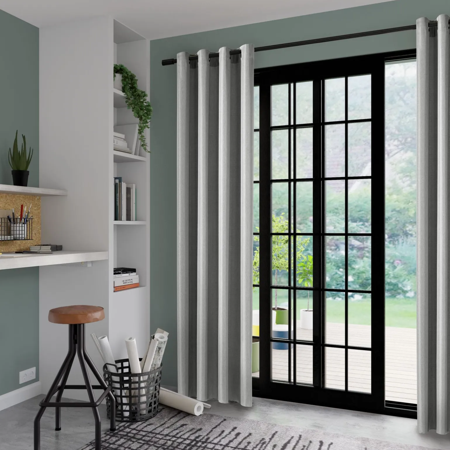 Rideau AMSTERDAM coloris gris perle 140 x 240 cm - 4MURS