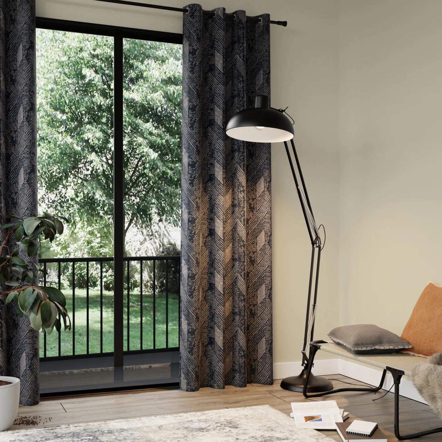 Rideau BRADDY coloris bleu 140 x 260 cm - 4MURS