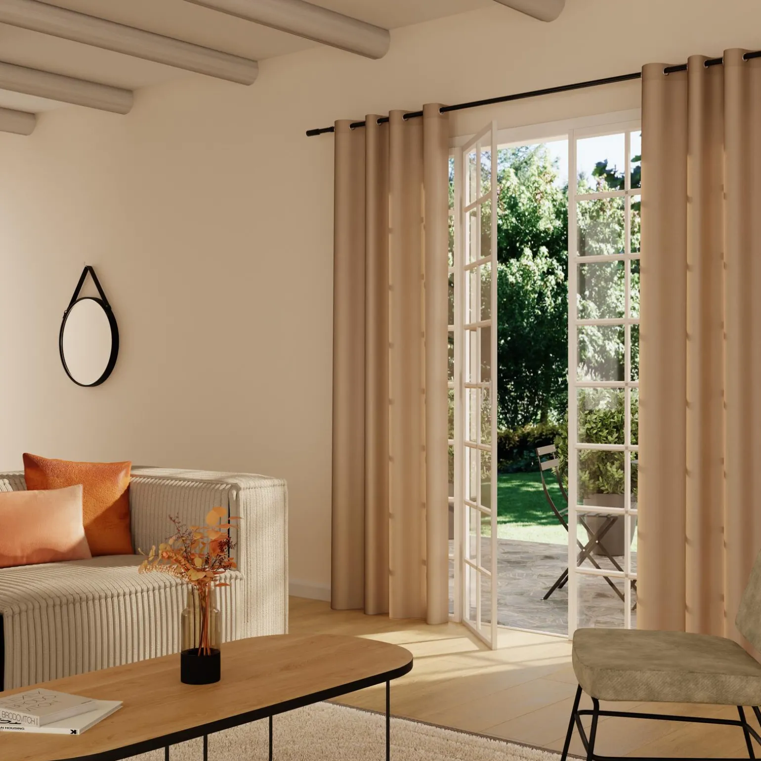 Rideau COTOON coloris ficelle 140 x 240 cm - 4MURS