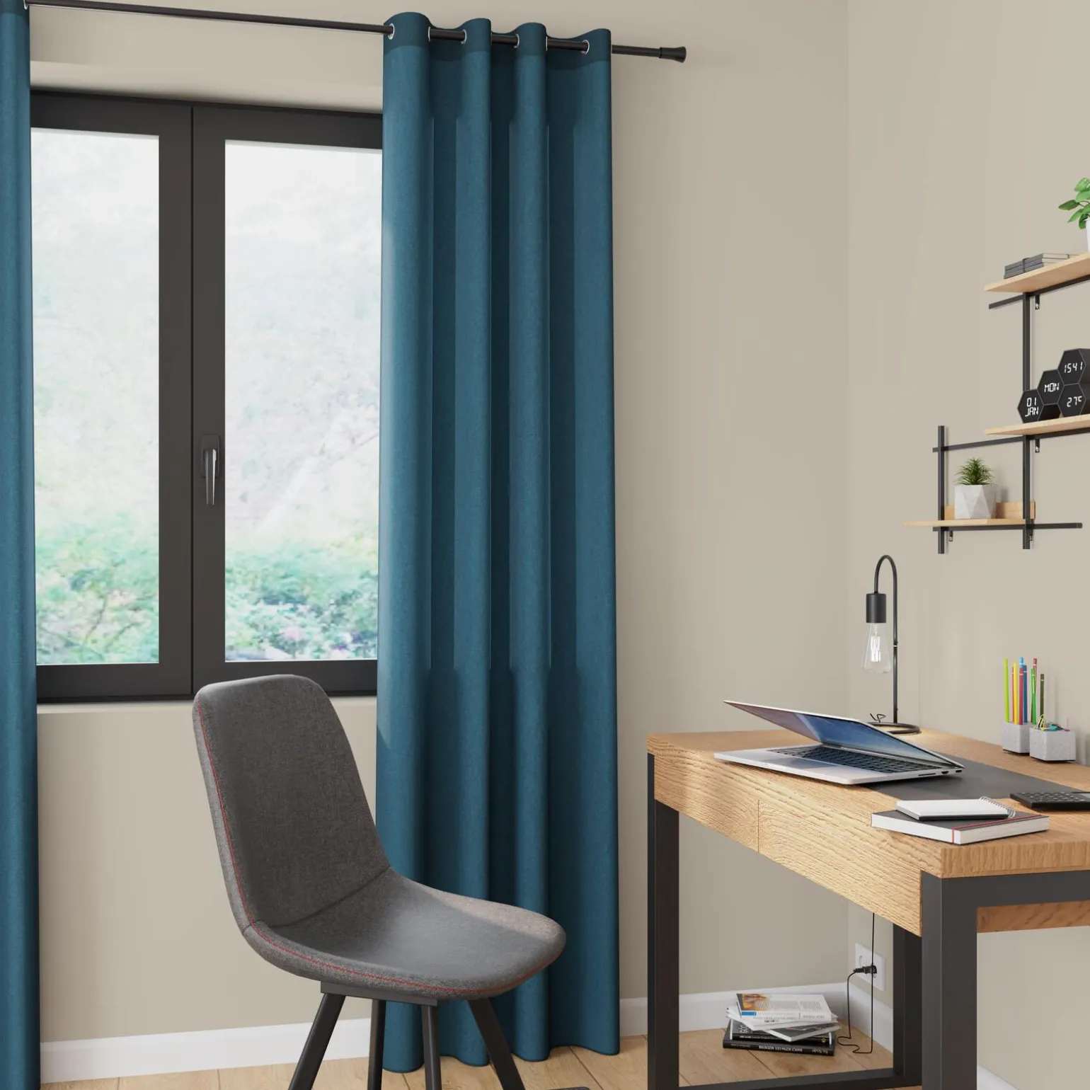 Rideau COTOON coloris jean 140 x 240 cm - 4MURS