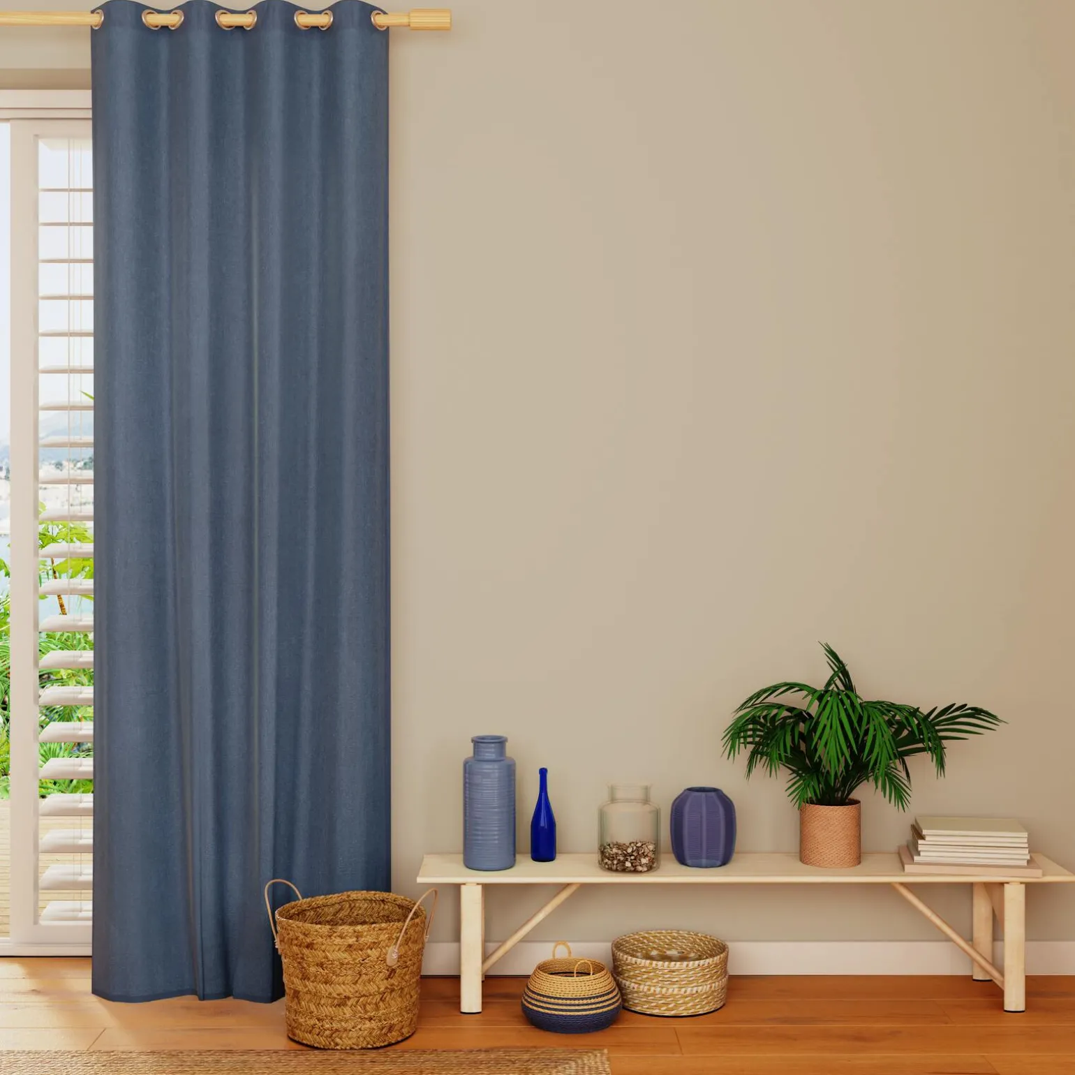 Rideau MARENGA coloris bleu indigo 140 x 260 cm - 4MURS