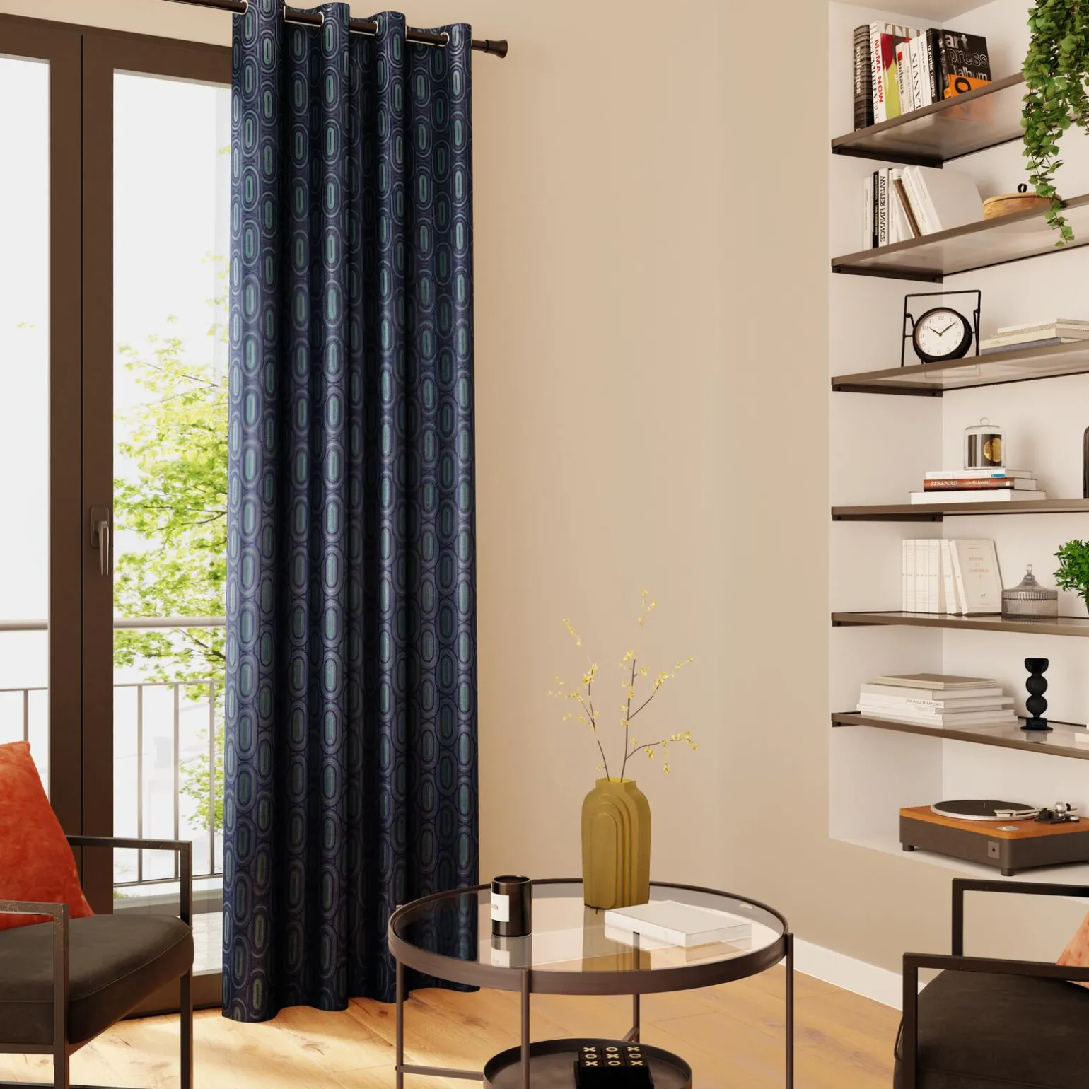 Rideau NAJDA coloris bleu nuit 140 x 260 cm - 4MURS