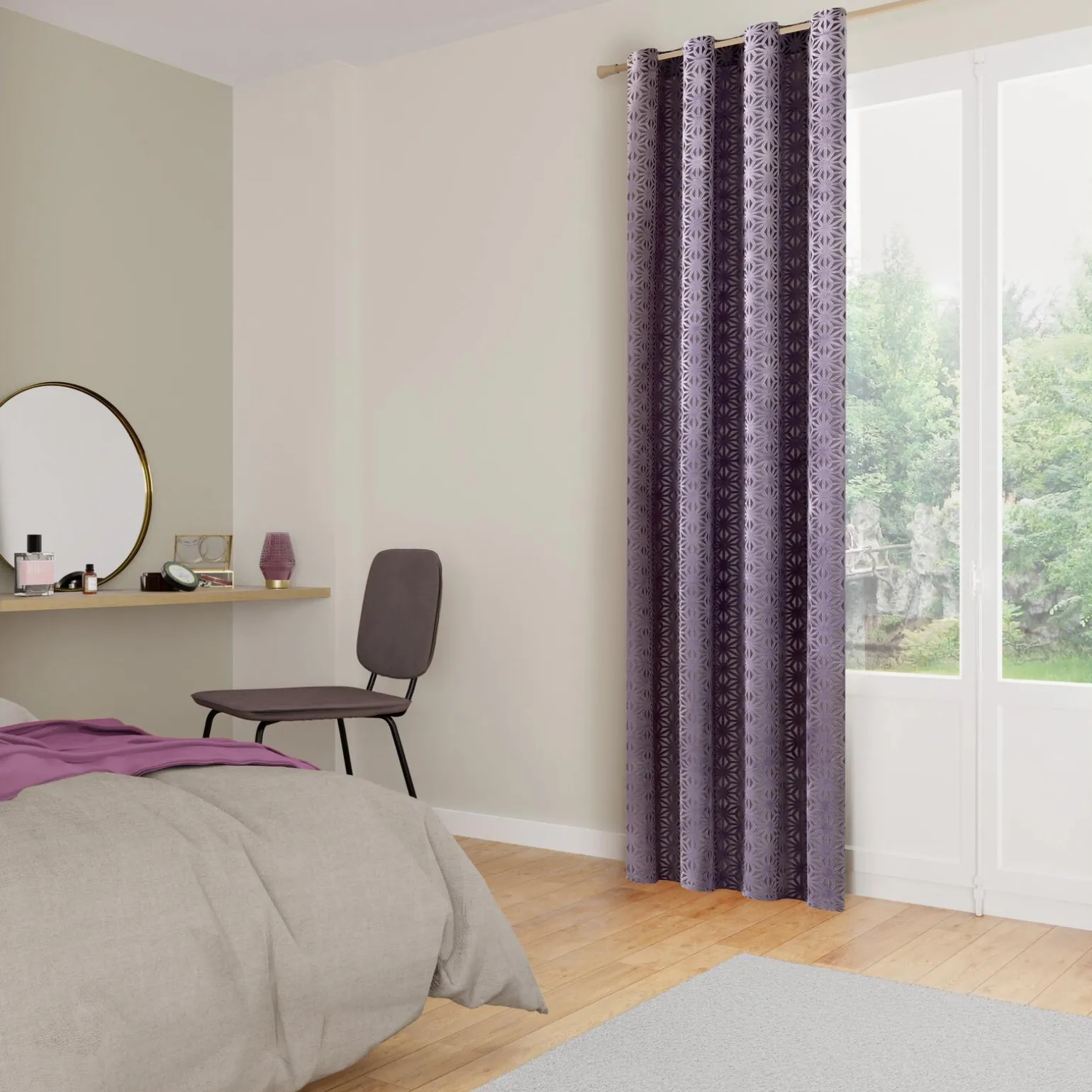 Rideau PRESTIGE coloris mauve 140 x 260 cm - 4MURS