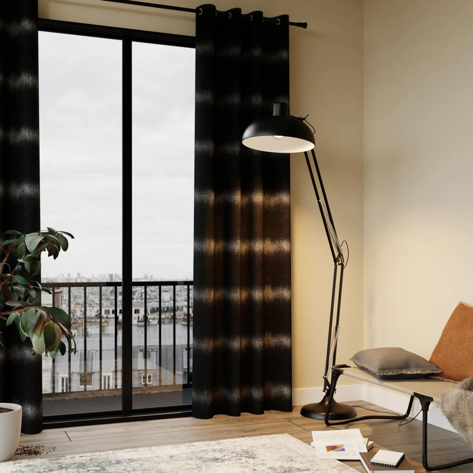 Rideau thermique BRUMA coloris noir 140 x 260 cm - 4MURS