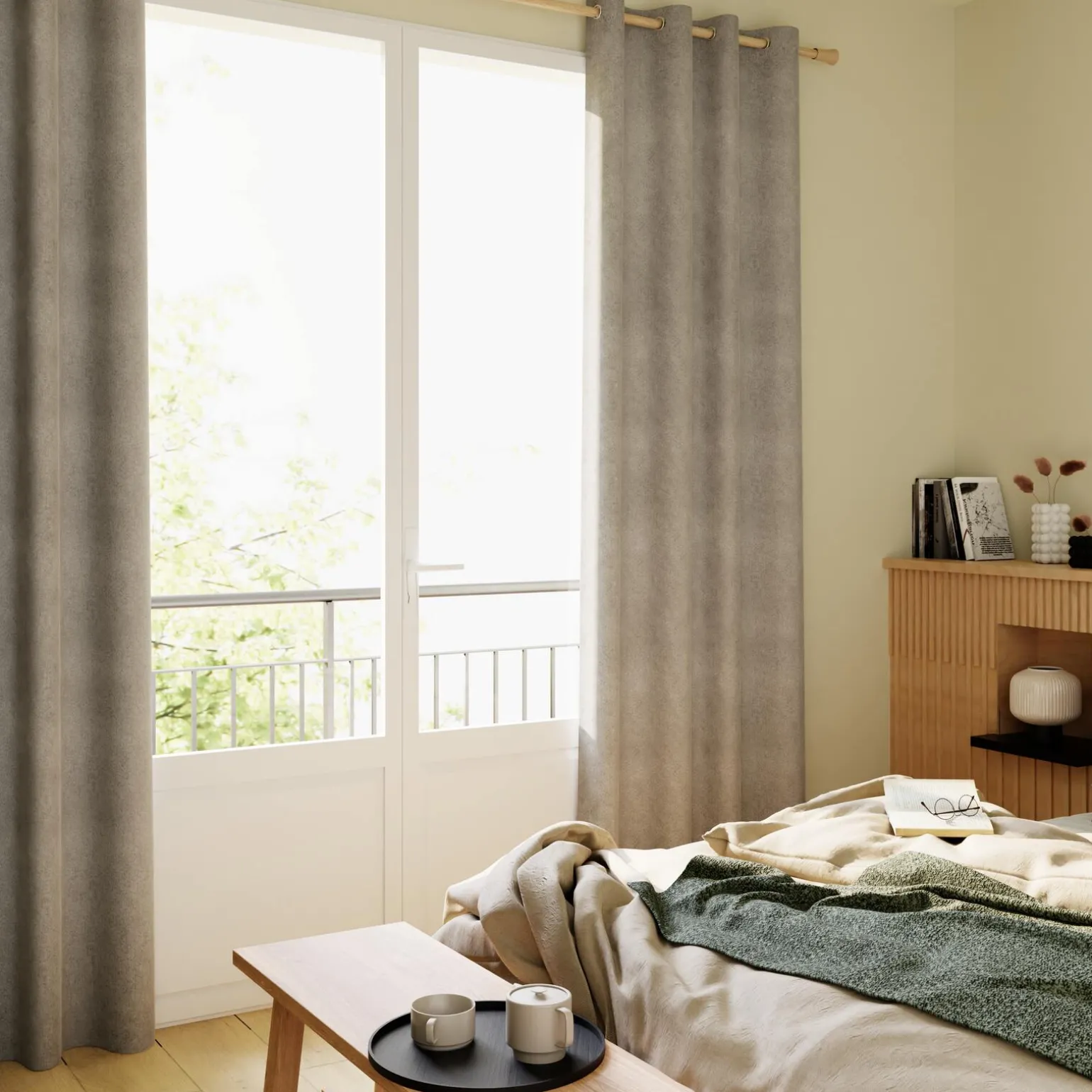 Rideau WALL STREET coloris gris perle 145 x 260 cm - 4MURS