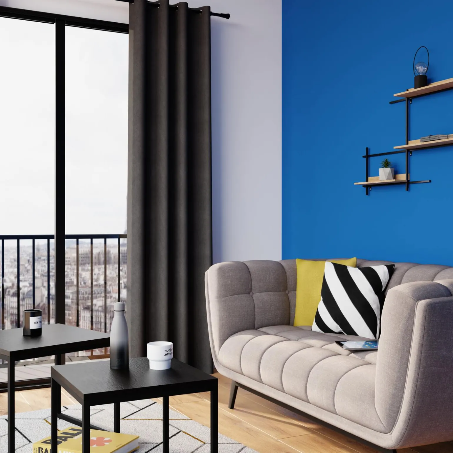 Rideau WALL STREET coloris anthracite 145 x 260 cm - 4MURS