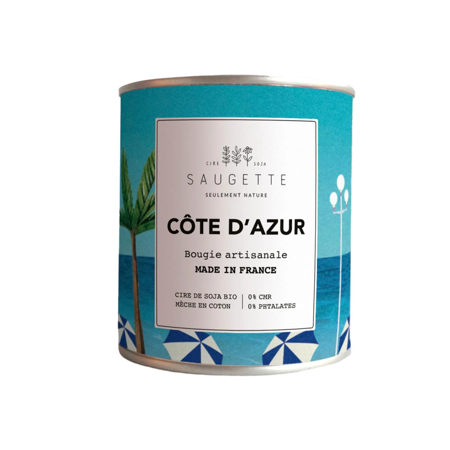 Saugette Bougie parfumée CÔTE D'AZUR melon et de fleurs d’oranger, de jasmin et de roses sur un fond boisé adouci de vanille et de musc