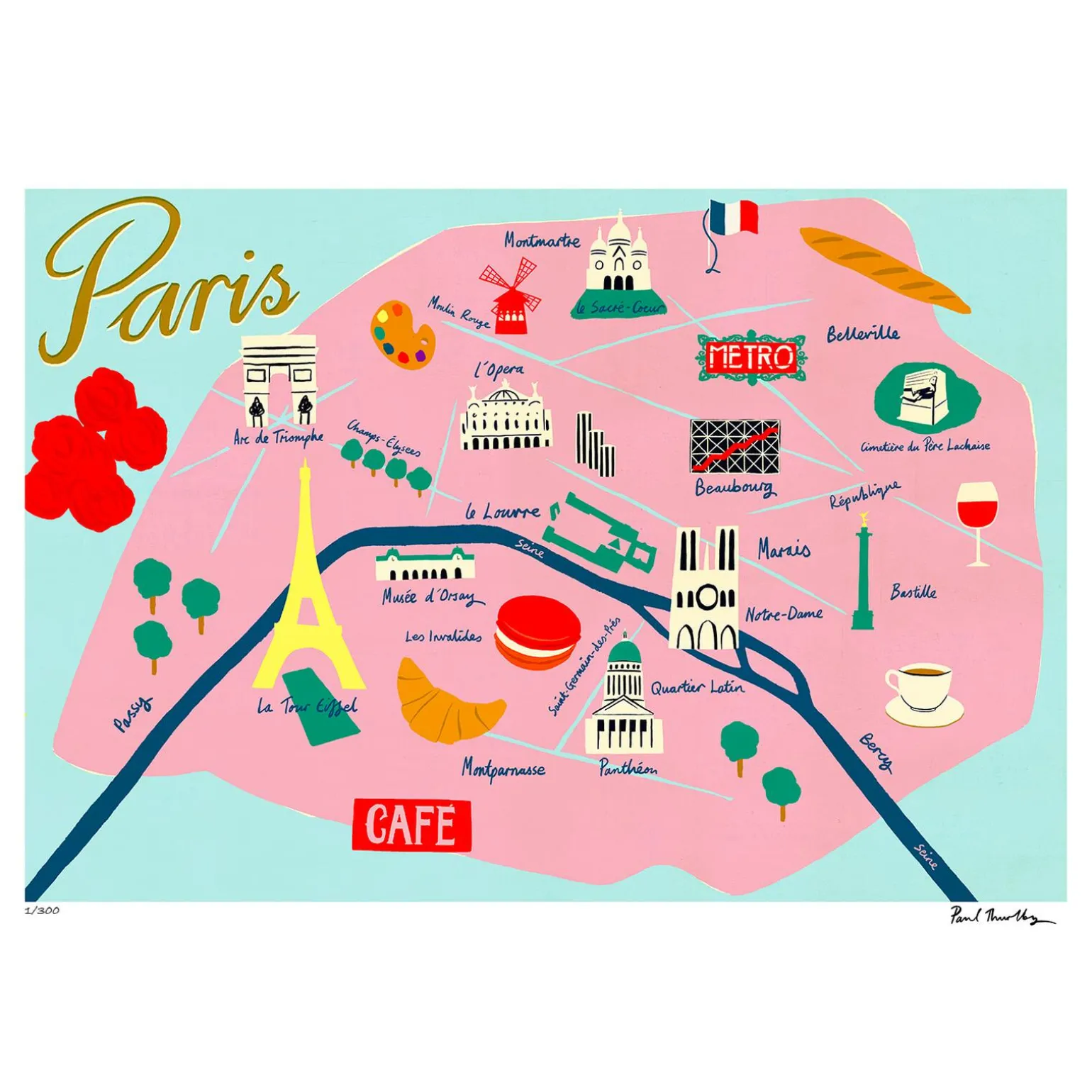 Sergeant Paper Affiche MAP DE PARIS 50 x 70 cm - 4MURS
