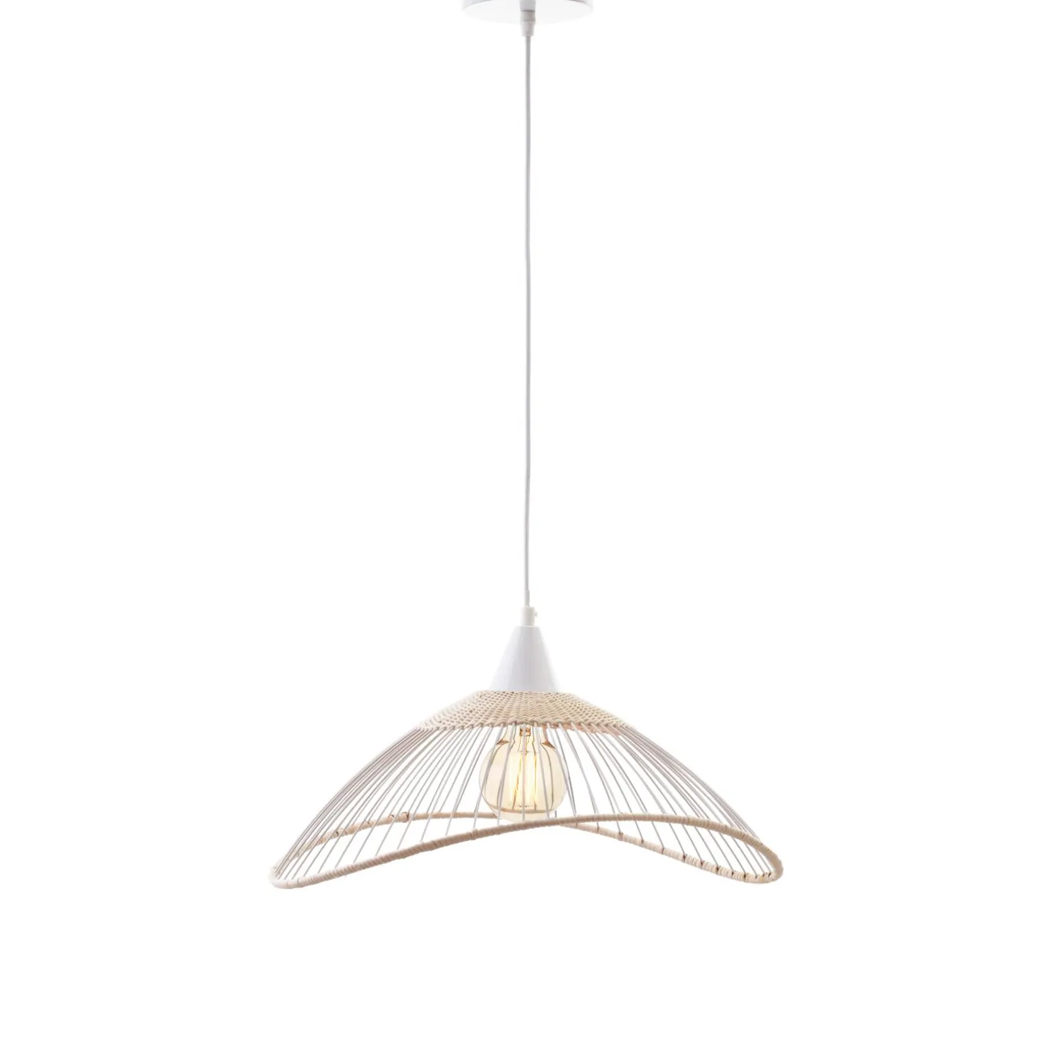 SEYNAVE Suspension KASTELLI RATTAN blanc et beige 24,5 x 45 cm - 4MURS