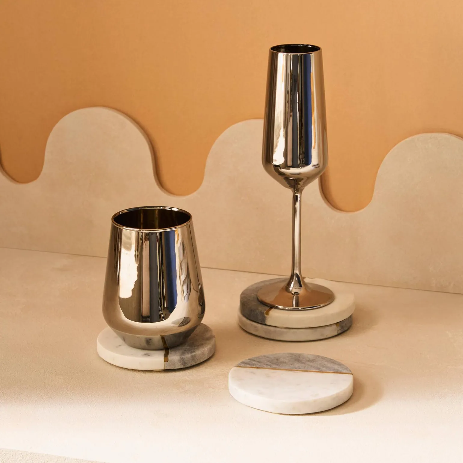 Sous-verre IDA coloris marbre blanc / gris - 4MURS