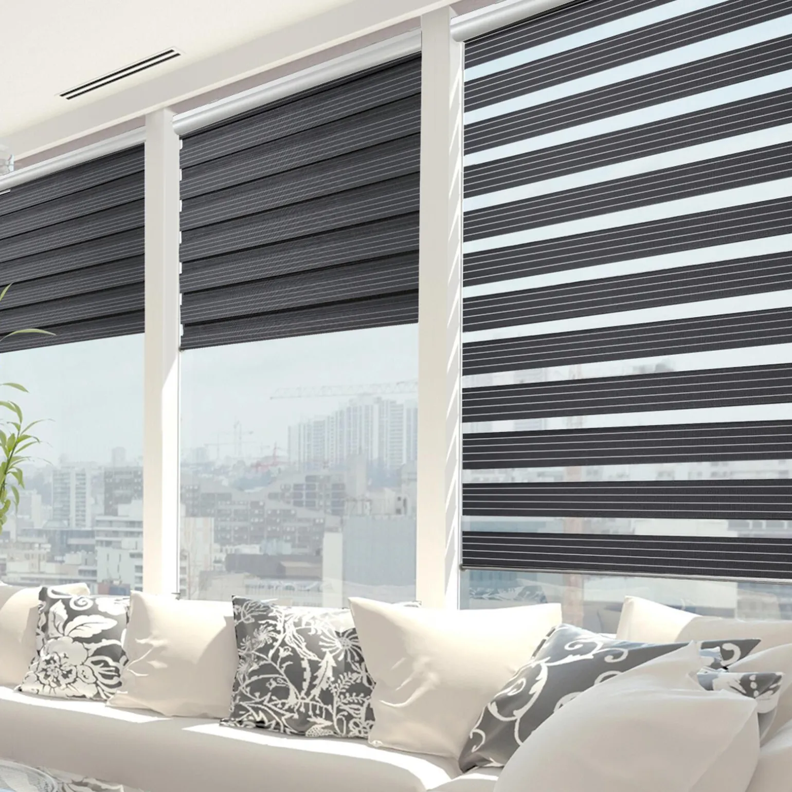 Store jour/nuit SOLSTICE coloris noir/blanc 150 x 250 cm - 4MURS