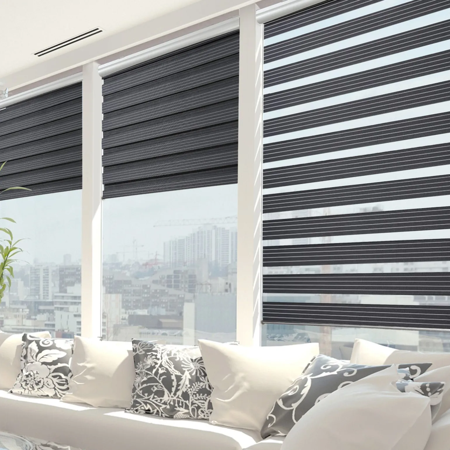 Store jour/nuit SOLSTICE coloris noir/blanc 180 x 250 cm - 4MURS