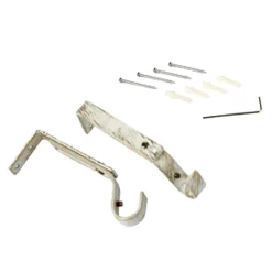 Support barre à rideau CERUSITE blanc / doré 1,9 cm de 11,5 à 15,5 cm