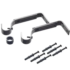 Support barre à rideau ONYX noir miroir 1,9 cm de 11,5 à 15,5 cm
