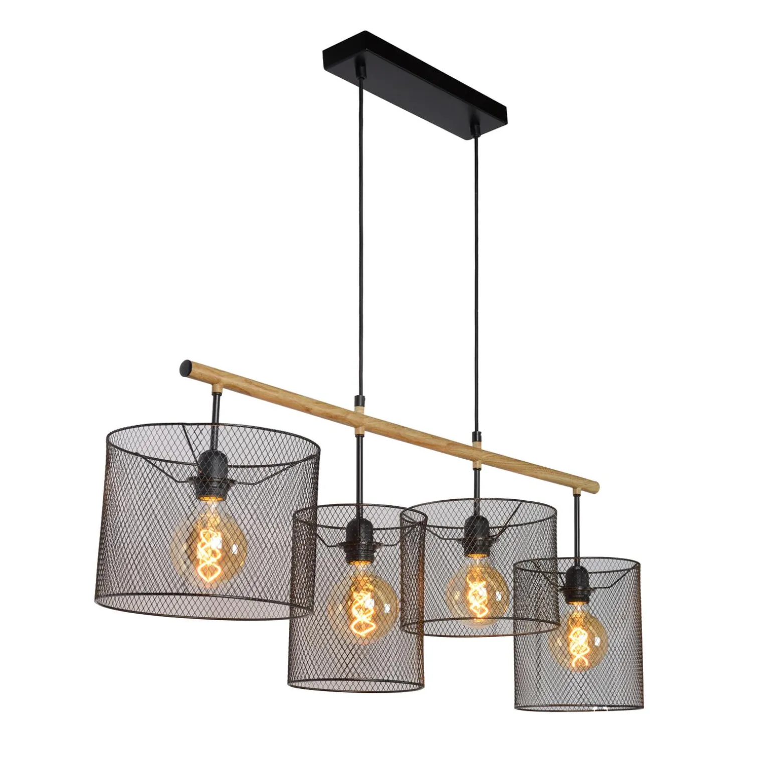 Suspension BASKETT coloris noir et bois clair 35 x 107 cm - 4MURS